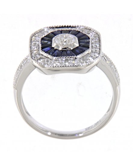 OCTAGON STYLE SAPPHIRE DIAMOND RING (TR3538)