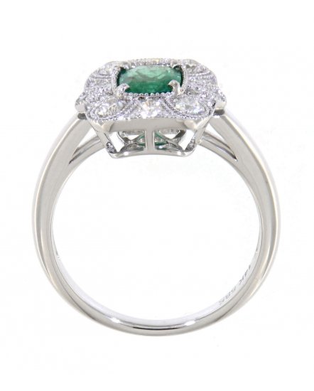 CUSHION EMERALD DIAMOND RING (TR3542)
