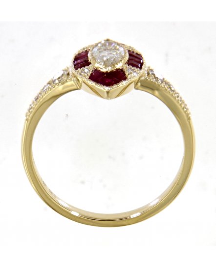 MARQUISE STYLE COLORED STONE DIAMOND RING (TR3543)