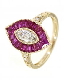 MARQUISE STYLE RUBY DIAMOND RING (TR3546)