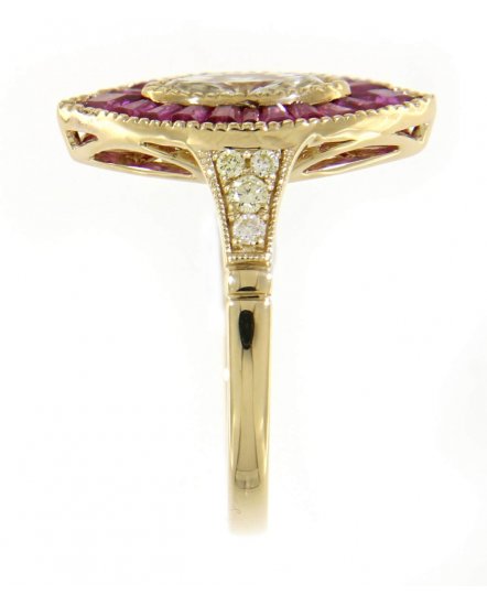 MARQUISE STYLE RUBY DIAMOND RING (TR3546)