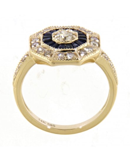 OCTAGON STYLE SAPPHIRE DIAMOND RING (TR3547)