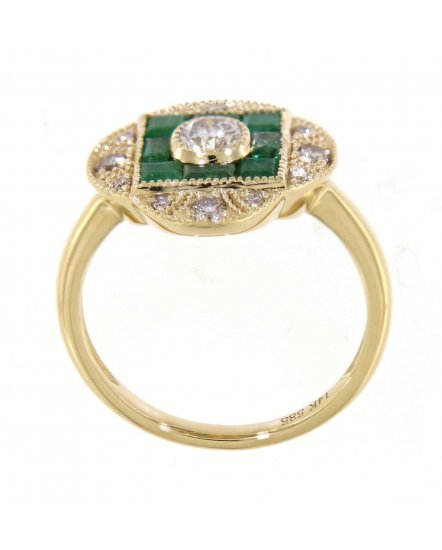 CLOVER STYLE EMERALD DIAMOND RING (TR3549)