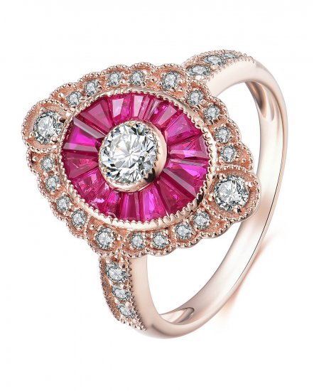 MARQUISE STYLE RUBY DIAMOND RING (TR3551)