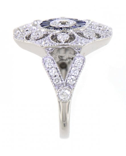 OCTAGON STYLE SAPPHIRE DIAMOND RING (TR3552)
