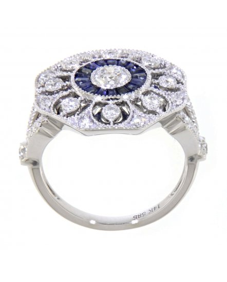 OCTAGON STYLE SAPPHIRE DIAMOND RING (TR3552)