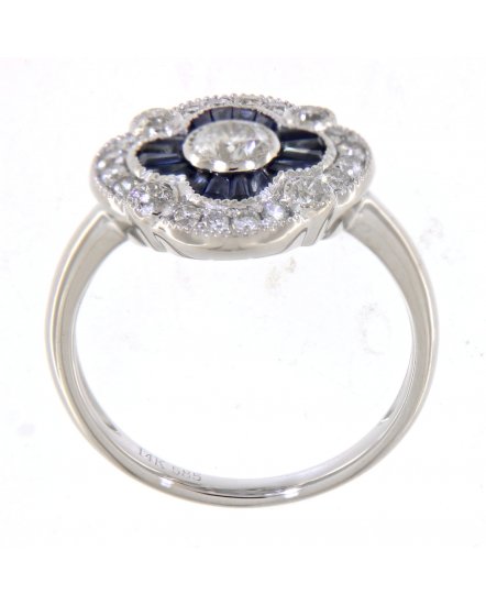 CLOVER STYLE BAGUETTE SAPPHIRE DIAMOND RING (TR3554)