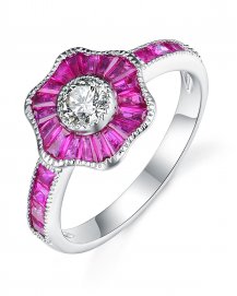 BAGUETTE RUBY DIAMOND RING (TR3555)