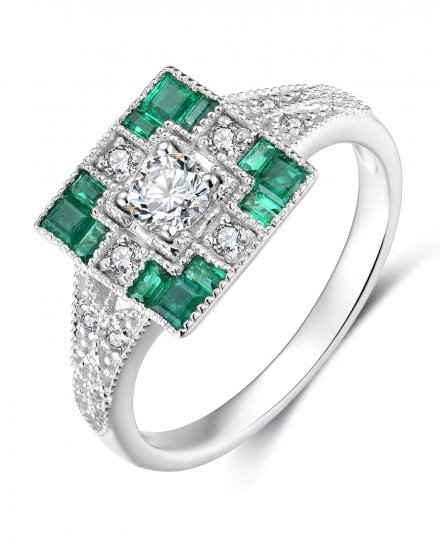 BAGUETTE EMERALD DIAMOND RING (TR3559)