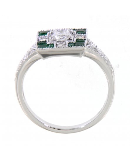 BAGUETTE EMERALD DIAMOND RING (TR3559)
