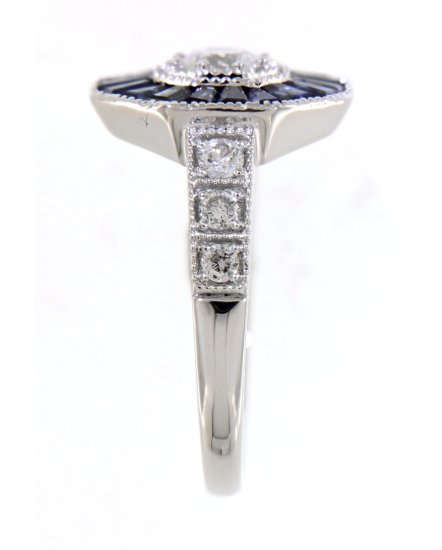 OCTAGON STYLE SAPPHIRE DIAMOND RING (TR3562)