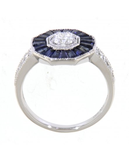 OCTAGON STYLE SAPPHIRE DIAMOND RING (TR3562)