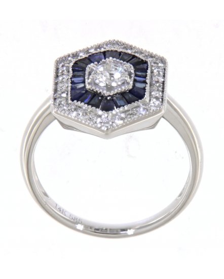 HEXAGON STYLE SAPPHIRE DIAMOND RING (TR3564)