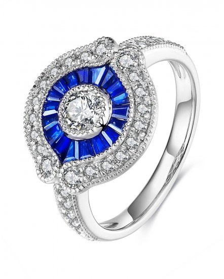 MARQUISE STYLE SAPPHIRE DIAMOND RING (TR3565)