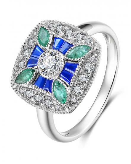 CUSHION SAPPHIRE DIAMOND RING (TR3569)