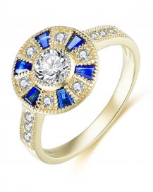 BAGUETTE SAPPHIRE DIAMOND RING (TR3570)