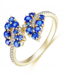 LEAF STYLE SAPPHIRE DIAMOND RING (TR3587)