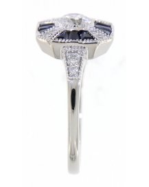 OCTAGON STYLE BAGUETTE SAPPHIRE DIAMOND RING (TR3620)