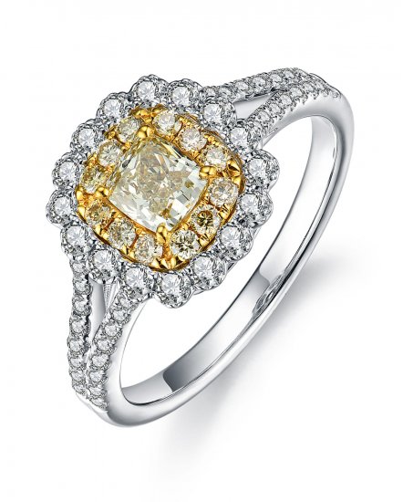 MULTI TONE CUSHION DIAMOND ENGAGEMENT RING (TR3623)