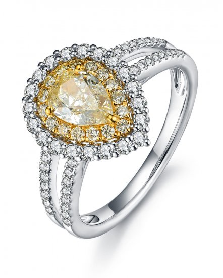 MULTI TONE PEAR DIAMOND ENGAGEMENT RING (TR3624)