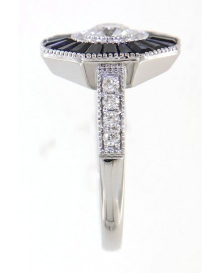 OCTAGON STYLE SAPPHIRE DIAMOND RING (TR3626)