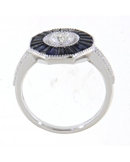 OCTAGON STYLE SAPPHIRE DIAMOND RING (TR3626)