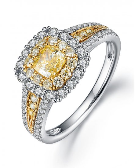 MULTI TONE CUSHION DIAMOND ENGAGEMENT RING (TR3640)