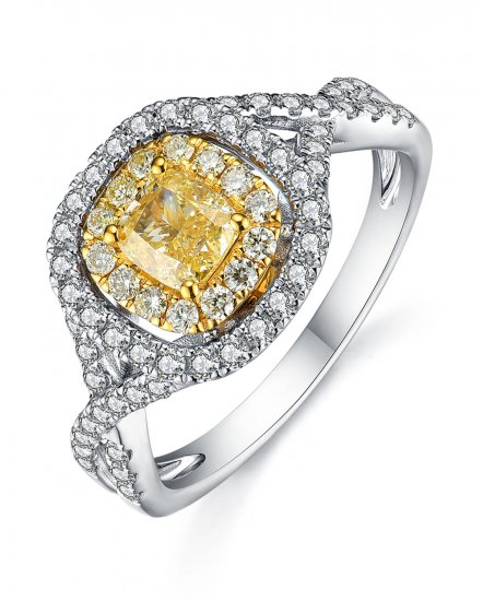 MULTI TONE CUSHION DIAMOND ENGAGEMENT RING (TR3641)