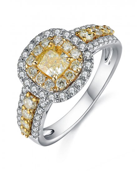 MULTI TONE CUSHION DIAMOND ENGAGEMENT RING (TR3644)