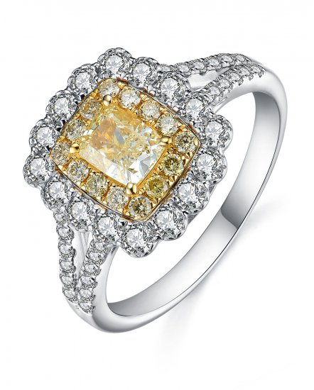 MULTI TONE CUSHION DIAMOND ENGAGEMENT RING (TR3646)