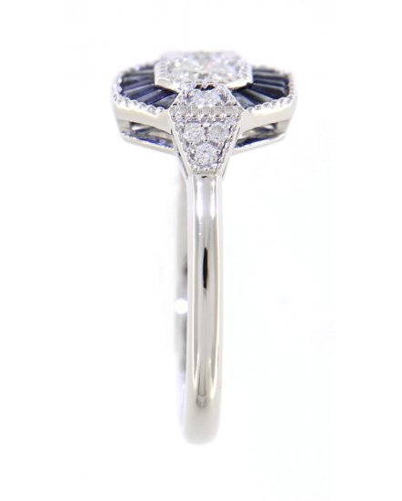 OCTAGON STYLE SAPPHIRE DIAMOND RING (TR3647)