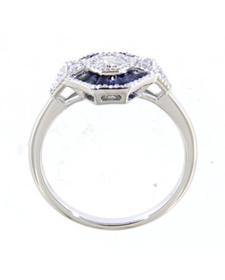 OCTAGON STYLE SAPPHIRE DIAMOND RING (TR3647)