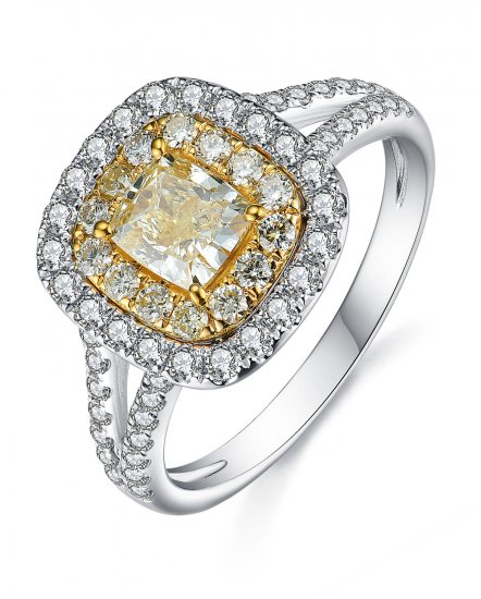 MULTI TONE CUSHION DIAMOND ENGAGEMENT RING (TR3648)
