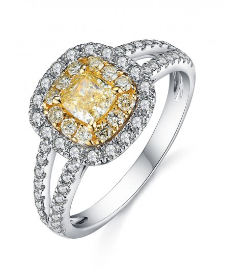 MULTI TONE CUSHION DIAMOND ENGAGEMENT RING (TR3649)