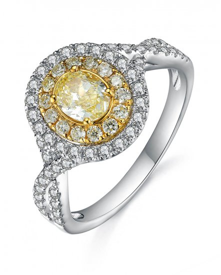 MULTI TONE OVAL DIAMOND ENGAGEMENT RING (TR3650)