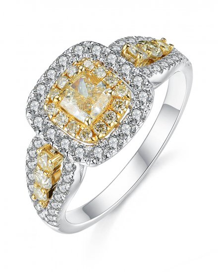 MULTI TONE CUSHION DIAMOND ENGAGEMENT RING (TR3662)