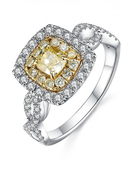 MULTI TONE CUSHION DIAMOND ENGAGEMENT RING (TR3663)