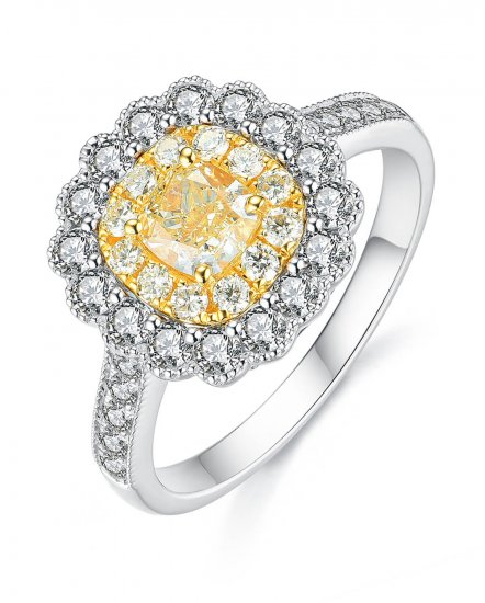 MULTI TONE CUSHION DIAMOND ENGAGEMENT RING (TR3667)