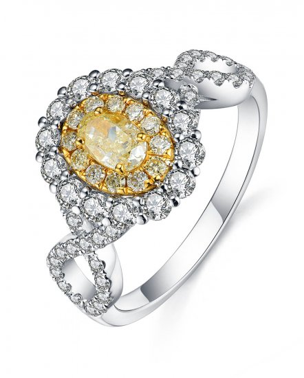 MULTI TONE OVAL DIAMOND ENGAGEMENT RING (TR3675)