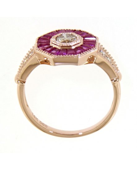 OCTAGON STYLE RUBY DIAMOND RING (TR3681)