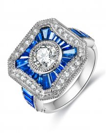 OCTAGON STYLE SAPPHIRE DIAMOND RING (TR3683)