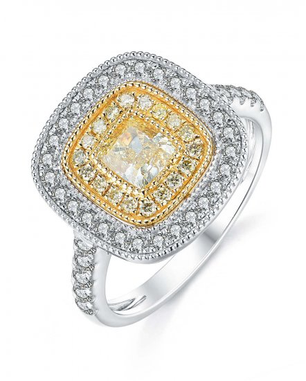 MULTI TONE CUSHION DIAMOND ENGAGEMENT RING (TR3688)