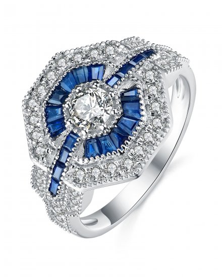 OCTAGON STYLE SAPPHIRE DIAMOND RING (TR3697)
