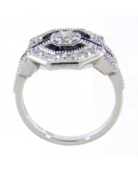 OCTAGON STYLE SAPPHIRE DIAMOND RING (TR3697)