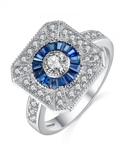 OCTAGON STYLE SAPPHIRE DIAMOND RING (TR3699)
