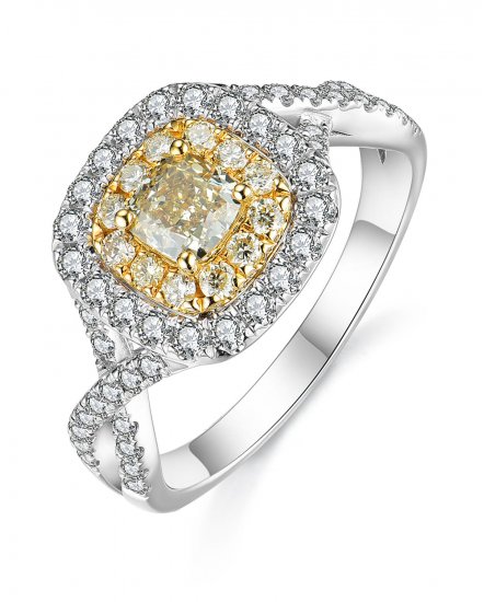 MULTI TONE CUSHION DIAMOND ENGAGEMENT RING (TR3712)