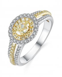 MULTI TONE OVAL DIAMOND ENGAGEMENT RING (TR3718)
