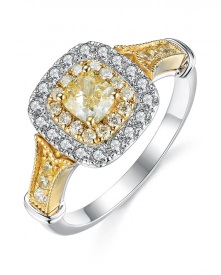 MULTI TONE CUSHION DIAMOND ENGAGEMENT RING (TR3736)