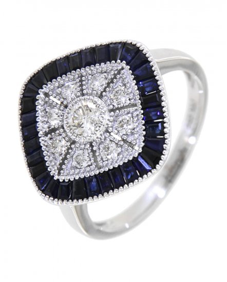 BAGUETTE SAPPHIRE DIAMOND RING (TR3748)