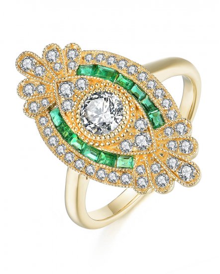 MARQUISE STYLE EMERALD DIAMOND RING (TR3773)
